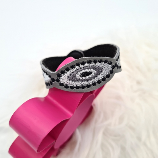 Preview: Armband in grau/schwarz, Echt-Leder, 21cm lang